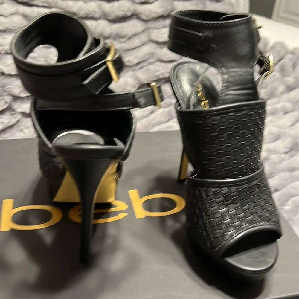 Bebe Black Platform Heels - Picture 2 of 8